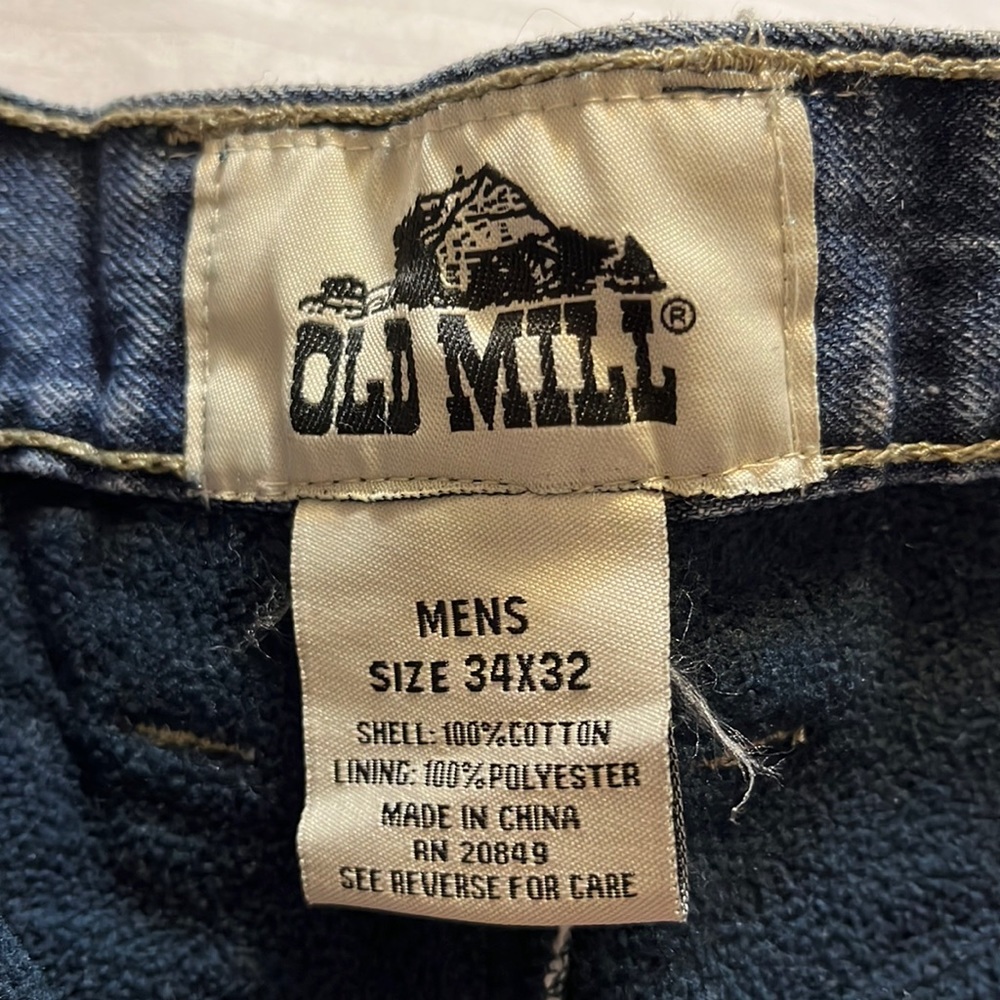 COPY - NEW Fleece Lined Old Mill Mens Denim Jeans 34X32 12 inches waist to fron…